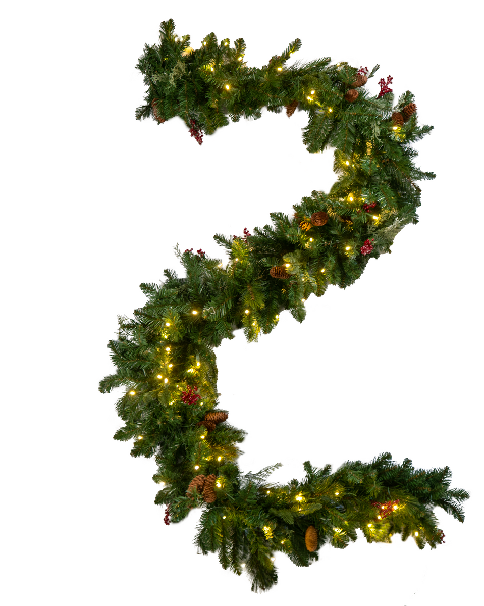 Seasonal Source LEDGAR914D Prelit 9' x 14" LED Decorated Garland