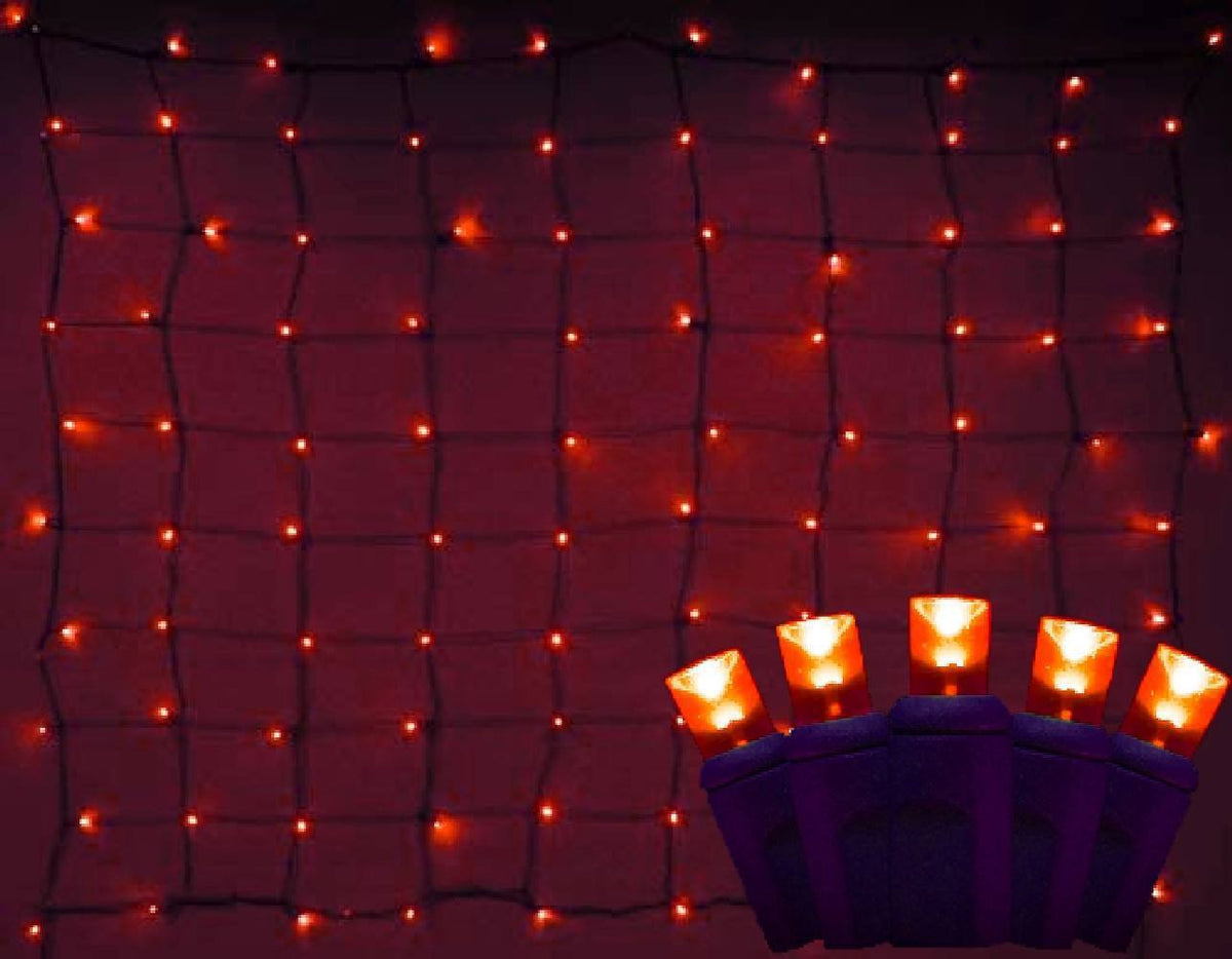 Seasonal Source LED 4 x 6 ft Orange Net Lighting Atlantic