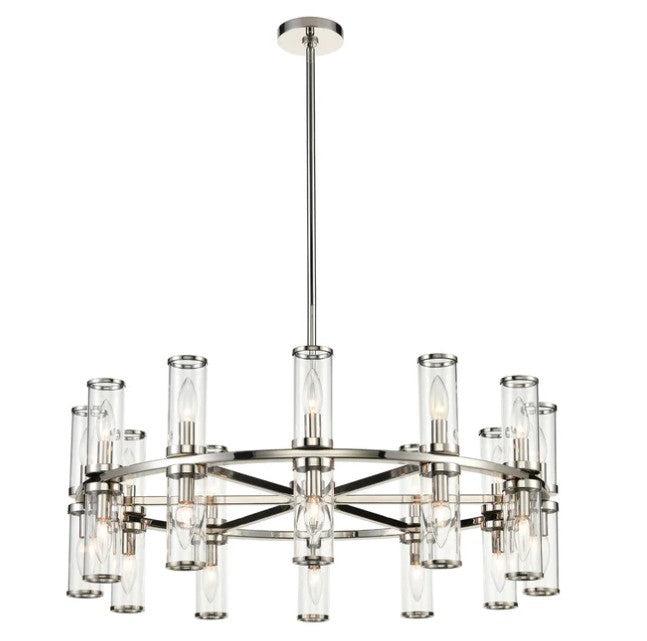 Kuzco CH309024PNCG Revolve Clear Glass/Polished Nickel 24 Lights Chandeliers - Atlantic Lighting