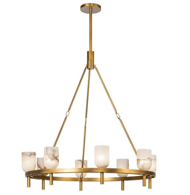 Kuzco CH338836VBAR Lucian 36-in Vintage Brass/Alabaster 8 Lights Chandeliers - Atlantic Lighting