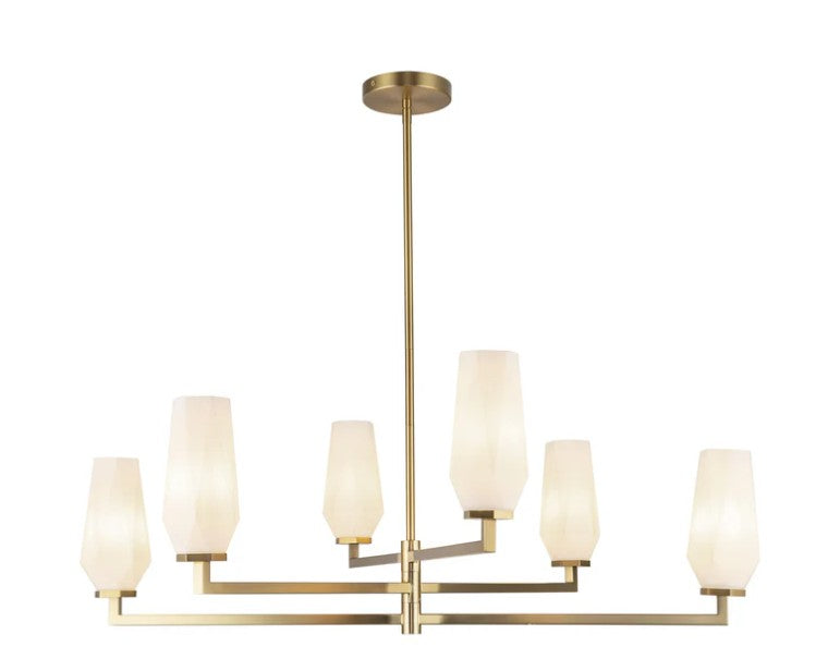 Kuzco CH424135BGOP Krysta 35-in Brushed Gold/Opal Glass 6 Lights Chandelier - Atlantic Lighting