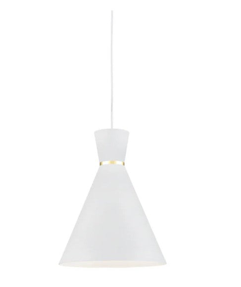Kuzco 493210-WH/GD Vanderbilt 10-in White With Gold Detail 1 Light Pendant - Atlantic Lighting