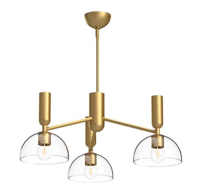 Kuzco CH563335BGCL Jude 38-in Brushed Gold/Clear Glass 3 Lights Chandeliers - Atlantic Lighting