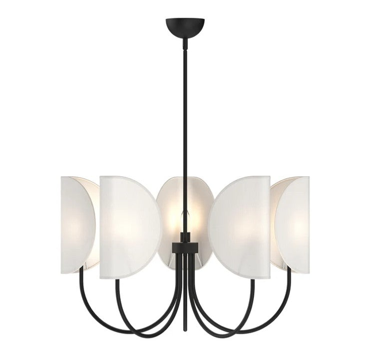Kuzco CH450732MBCW Seno 32-in Matte Black/White Cotton Fabric 5 Lights Chandeliers - Atlantic Lighting
