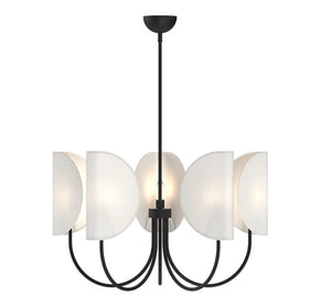 Seno 32-in Matte Black/White Cotton Fabric 5 Lights Chandeliers CH450732MBCW