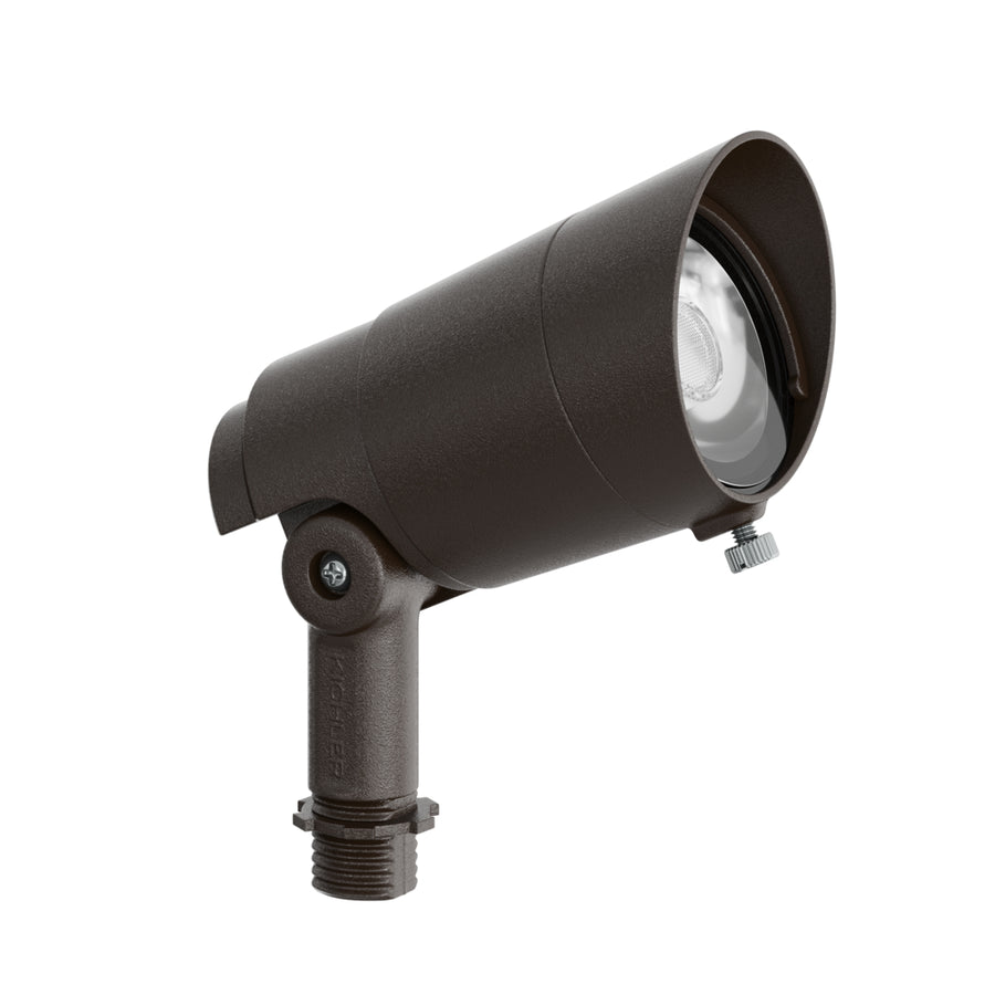 Kichler Integra accent light in Architectural Bronze with angled head and threaded mounting stem