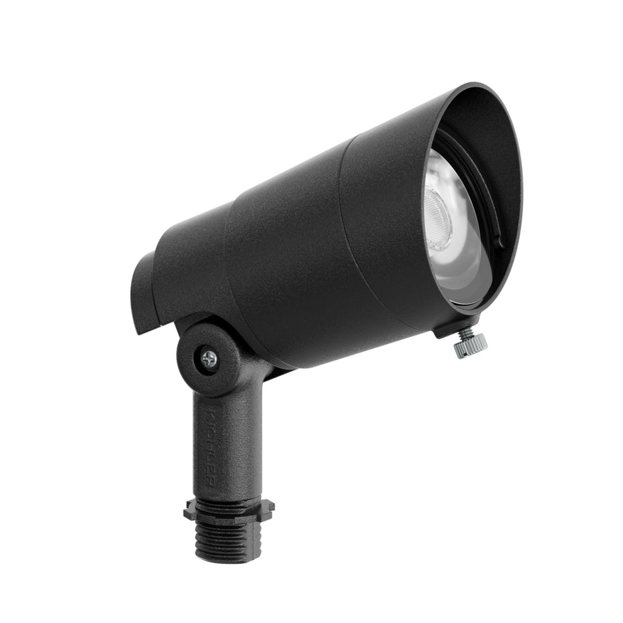 Kichler Integra accent light in Textured Black with angled head and threaded mounting stem