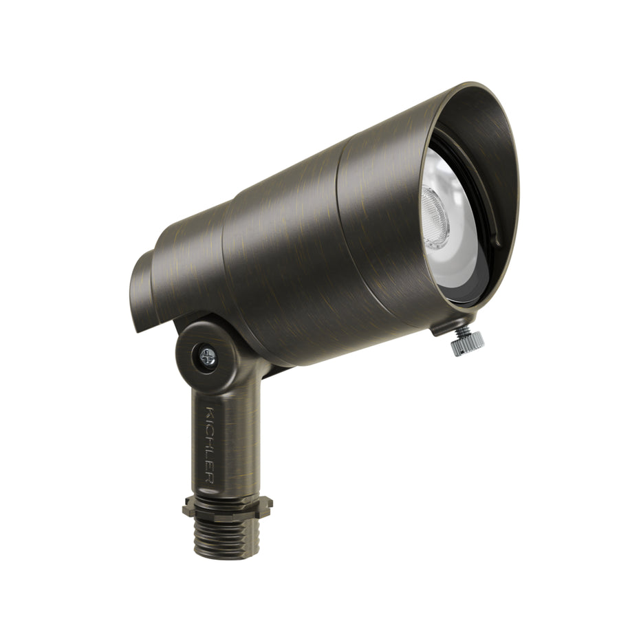 Kichler Integra accent light in Centennial Brass with angled head and threaded mounting stem