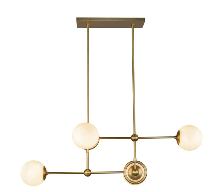 Kuzco CH407342BGGO Fiore 42-in Brushed Gold/Glossy Opal Glass 4 Lights Chandelier - Atlantic Lighting