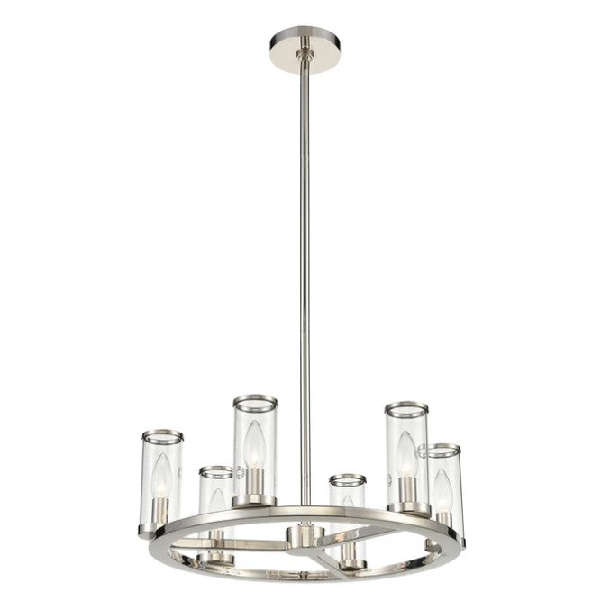 Kuzco CH309006PNCG Revolve Clear Glass/Polished Nickel 6 Lights Chandeliers - Atlantic Lighting