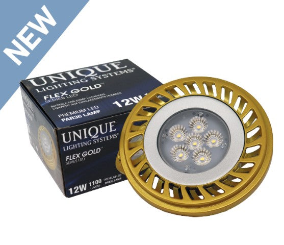 Unique LED-12W-DPFL27K PAR36 Flex Gold™ LED - Atlantic Lighting