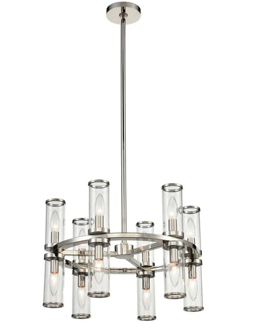 Kuzco CH309066PNCG Revolve Clear Glass/Polished Nickel 12 Lights Chandeliers - Atlantic Lighting