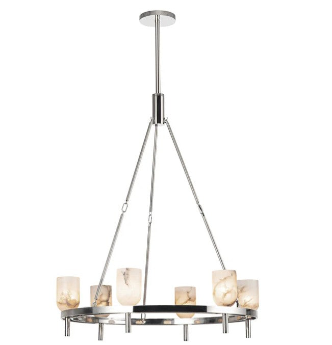 Kuzco CH338632PNAR Lucian 32-in Polished Nickel/Alabaster 6 Lights Chandeliers - Atlantic Lighting