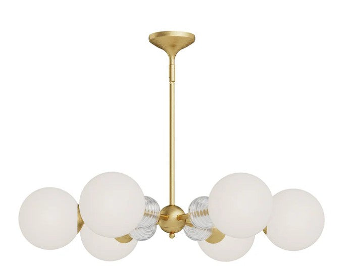 Kuzco CH415330BGOP Celia 30-in Brushed Gold/Opal Glass 6 Lights Chandeliers - Atlantic Lighting
