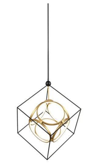 Kuzco CH19226-BK/AN Monza 26-in Black/Antique Brass LED Chandeliers - Atlantic Lighting