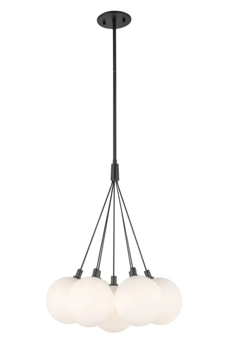 Kuzco CH3117-BK/OP Bolla 16-in Black/Opal Glass LED Chandelier - Atlantic Lighting