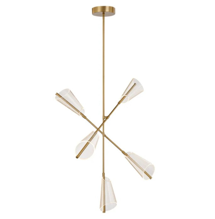 Kuzco CH62737-BG/LG Mulberry 37-in Brushed Gold/Light Guide LED Chandeliers - Atlantic Lighting