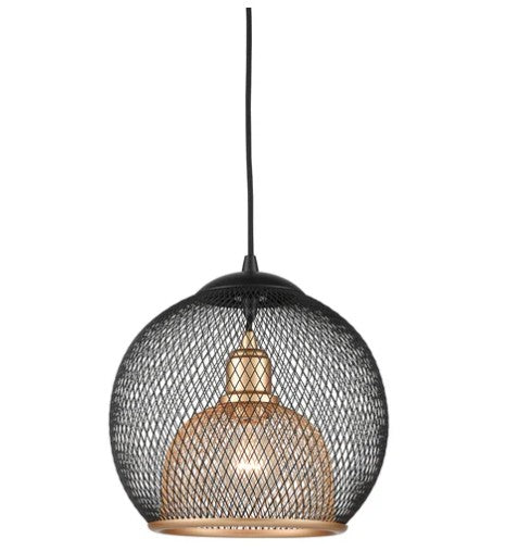 Kuzco 494412-BK/GD Gibraltar 12-in Black/Gold 1 Light Pendant - Atlantic Lighting