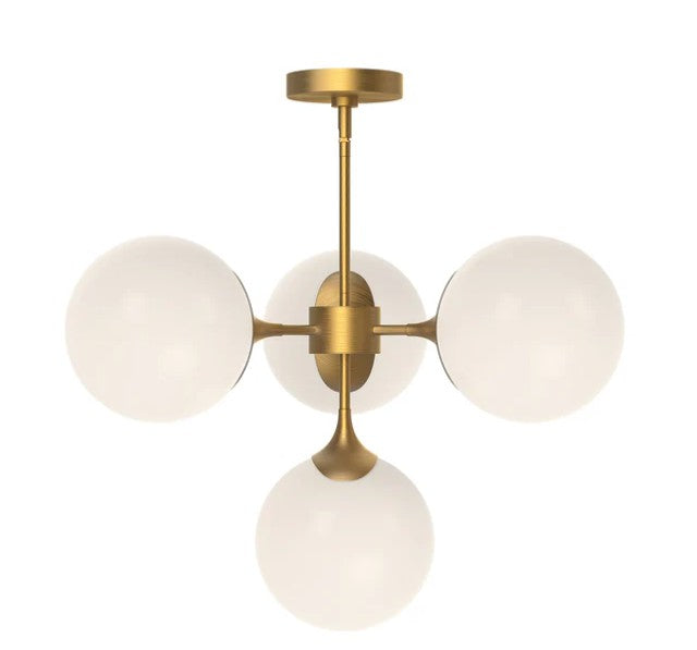 Kuzco CH505426AGOP Nouveau 26-in Aged Gold/Opal Matte Glass 4 Lights Chandeliers - Atlantic Lighting