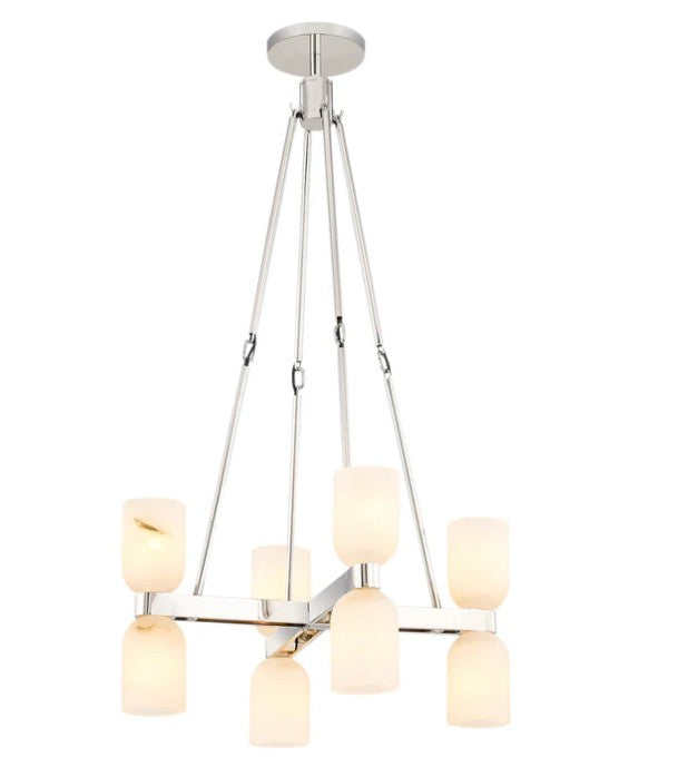 Kuzco CH338822PNAR Lucian 22-in Polished Nickel/Alabaster 8 Lights Chandeliers - Atlantic Lighting