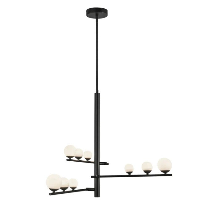 Kuzco CH55524-BK/OP Juniper 3 Head Black/Opal Glass LED Chandelier - Atlantic Lighting