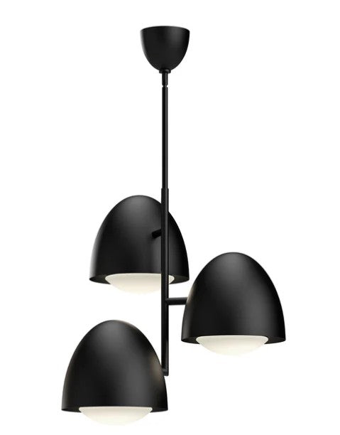 Kuzco CH529024MBOP Kenji 24-in Matte Black/Opal Matte Glass 3 Lights Chandeliers - Atlantic Lighting