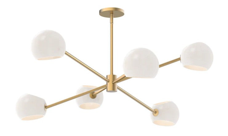 Kuzco CH548637BGOP Willow 37-in Brushed Gold/Opal Matte Glass 6 Lights Chandeliers - Atlantic Lighting