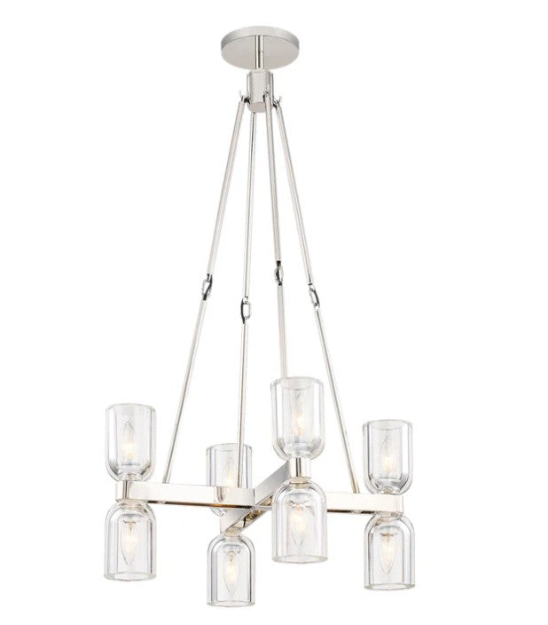 Kuzco CH338822PNCC Lucian 22-in Clear Crystal/Polished Nickel 8 Lights Chandeliers - Atlantic Lighting