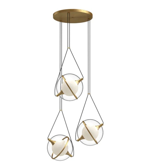 Kuzco CH76728-BG Aries 28-in Brushed Gold LED Chandeliers - Atlantic Lighting