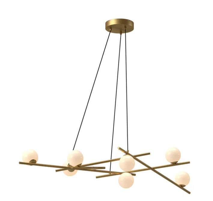 Kuzco CH89854-BG/GO Amara 54-in Brushed Gold/Glossy Opal Glass LED Chandeliers - Atlantic Lighting