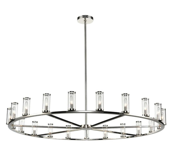 Kuzco CH309021PNCG Revolve Clear Glass/Polished Nickel 21 Light Chandeliers - Atlantic Lighting