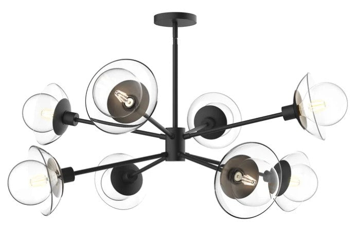 Kuzco CH517338MBCL Francesca 40-in Clear Glass/Matte Black 8 Lights Chandeliers - Atlantic Lighting