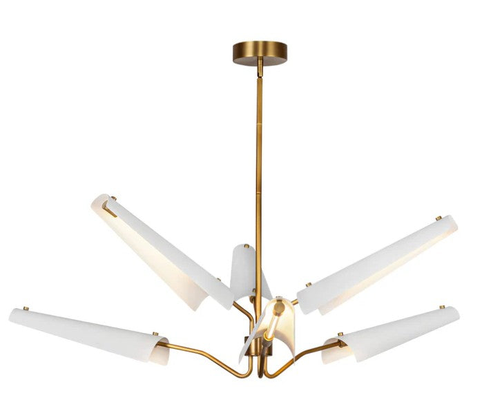 Kuzco CH347646MWVB Osorio 46-in Matte White/Vintage Brass LED Chandeliers - Atlantic Lighting