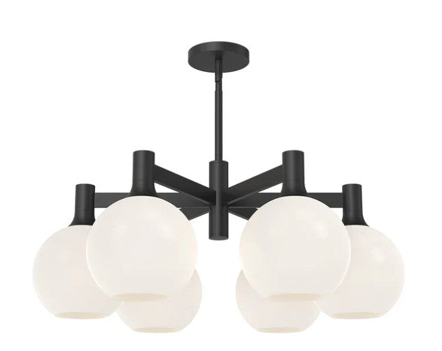 Kuzco CH506230MBOP Castilla 29-in Matte Black/Opal Matte Glass 6 Lights Chandeliers - Atlantic Lighting