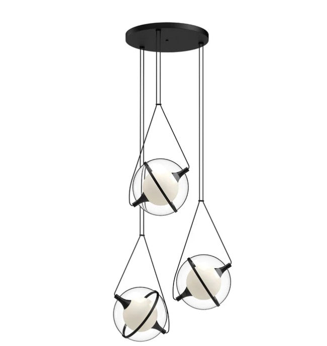 Kuzco CH76728-BK Aries 28-in Black LED Chandeliers - Atlantic Lighting