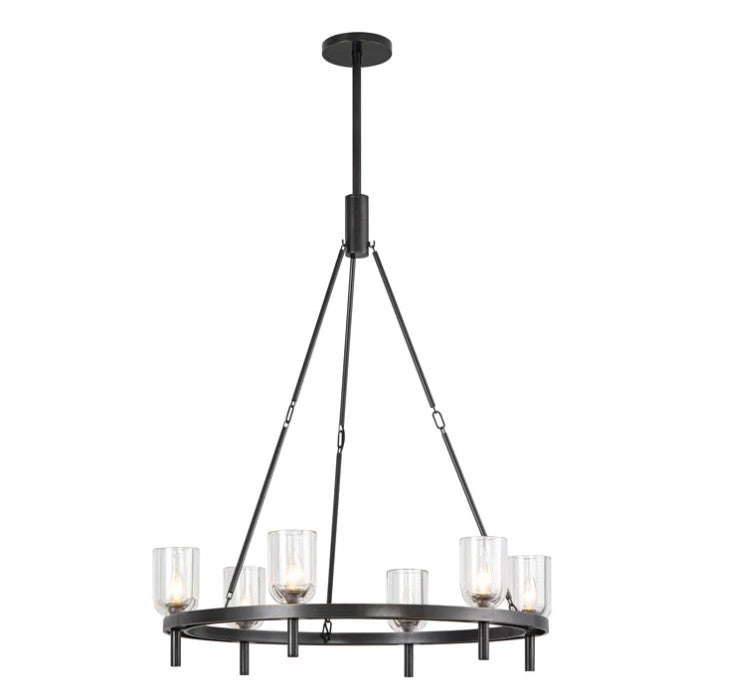 Kuzco CH338632UBCC Lucian 32-in Clear Crystal/Urban Bronze 6 Lights Chandeliers - Atlantic Lighting