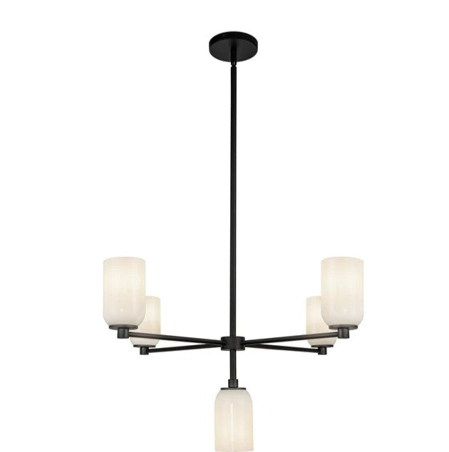 Kuzco CH57731-BK/GO Nola 31-in Black/Glossy Opal Glass 5 Lights Chandelier - Atlantic Lighting
