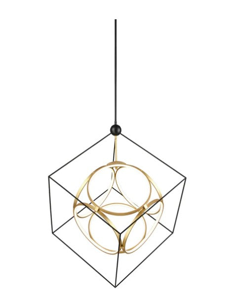 Kuzco CH19234-BK/AN Monza 34-in Black/Antique Brass LED Chandeliers - Atlantic Lighting