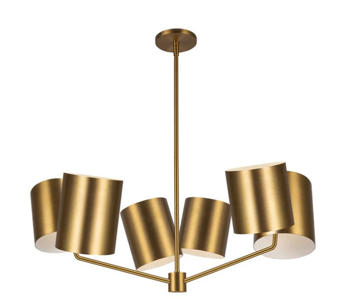 Kuzco CH58830-BG Keiko 30-in Brushed Gold 6 Lights Chandelier - Atlantic Lighting