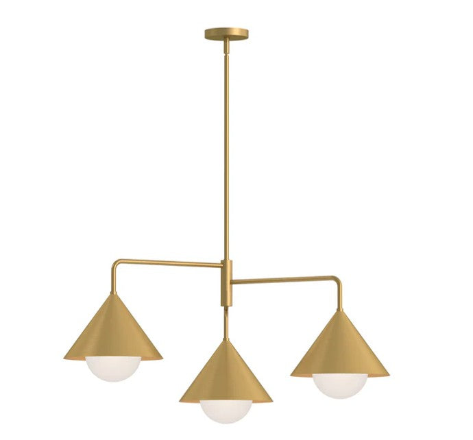 Kuzco CH485245BGOP Remy 38-in Brushed Gold/Opal Glass 3 Lights Chandeliers - Atlantic Lighting