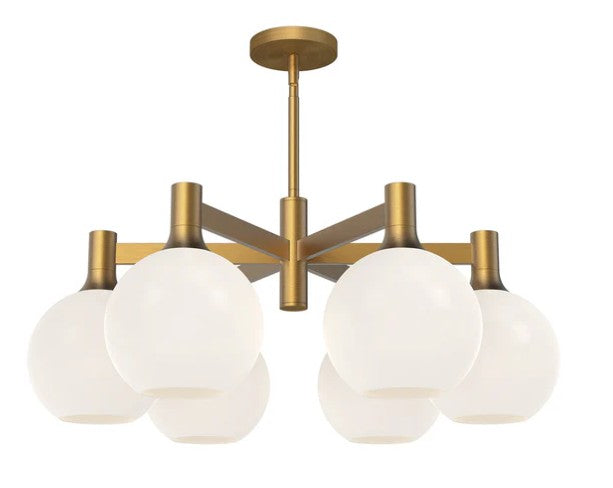 Kuzco CH506230AGOP Castilla 29-in Aged Gold/Opal Matte Glass 6 Lights Chandeliers - Atlantic Lighting