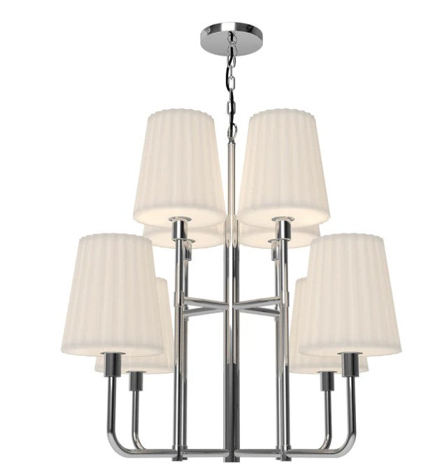 Kuzco CH628830CHOP Plisse 30-in Chrome/Opal Matte Glass 8 Lights Chandeliers - Atlantic Lighting