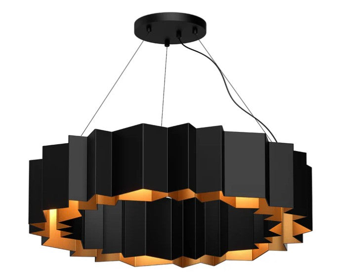 Kuzco CH58030-BK/GD Akira 30-in Black/Gold 7 Lights Chandeliers - Atlantic Lighting