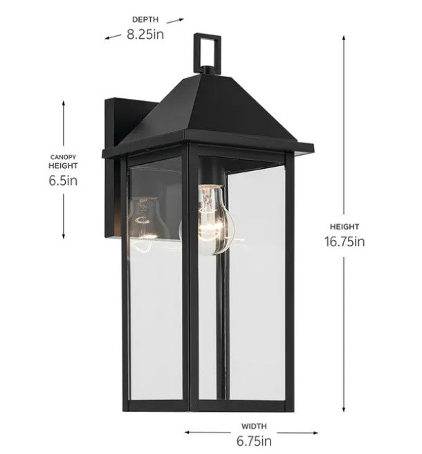 Kichler 59158BK Prin Outdoor Wall Light - Medium - Atlantic Lighting