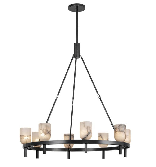 Kuzco CH338836UBAR Lucian 36-in Urban Bronze/Alabaster 8 Lights Chandeliers - Atlantic Lighting