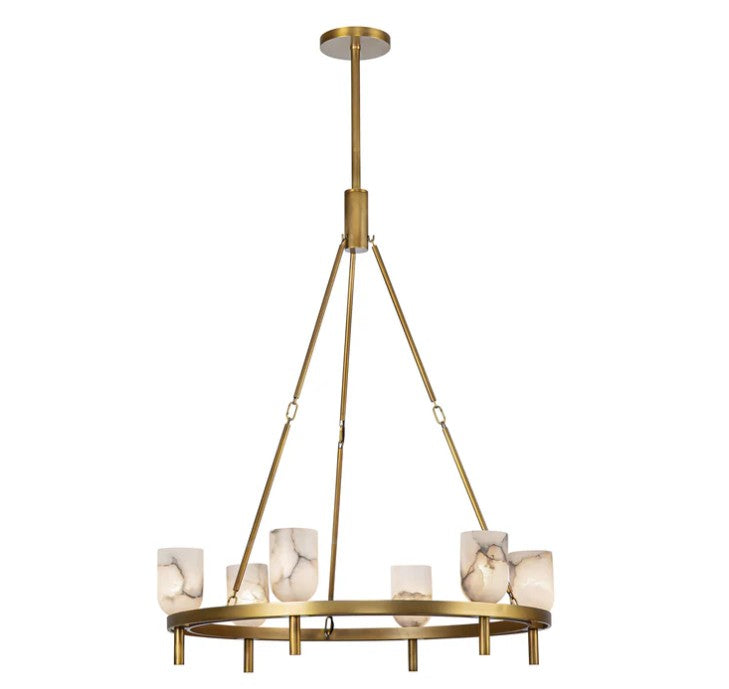 Kuzco CH338632VBAR Lucian 32-in Vintage Brass/Alabaster 6 Lights Chandeliers - Atlantic Lighting