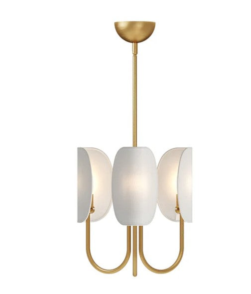 Kuzco CH450715AGCW Seno 15-in Aged Gold/White Cotton Fabric 3 Lights Chandeliers - Atlantic Lighting