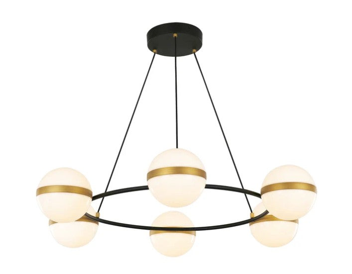 Kuzco CH302006MBBG Tagliato 36-in Matte Black/Brushed Gold LED Chandeliers - Atlantic Lighting