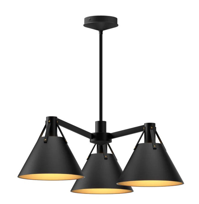 Kuzco CH584525MB Archer 25-in Matte Black 3 Lights Chandeliers - Atlantic Lighting