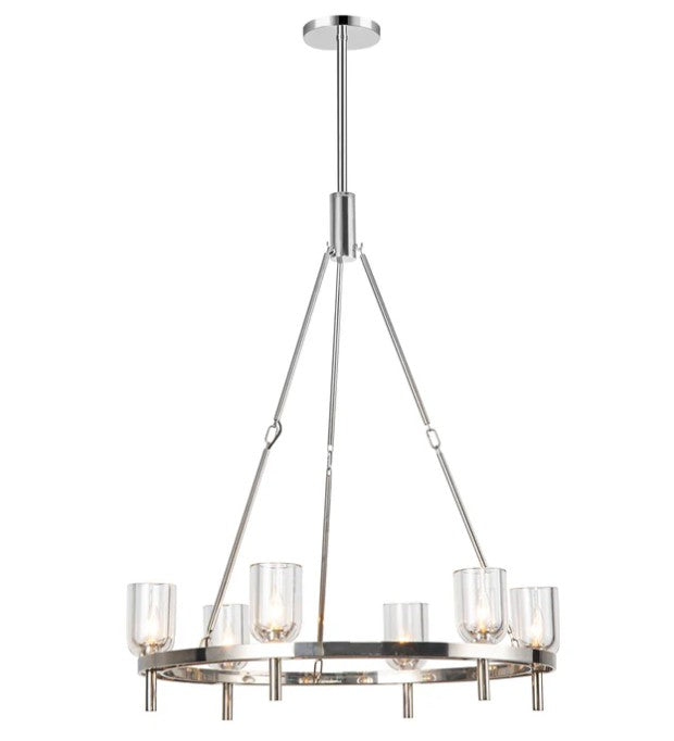Kuzco CH338632PNCC Lucian 32-in Clear Crystal/Polished Nickel 6 Lights Chandeliers - Atlantic Lighting